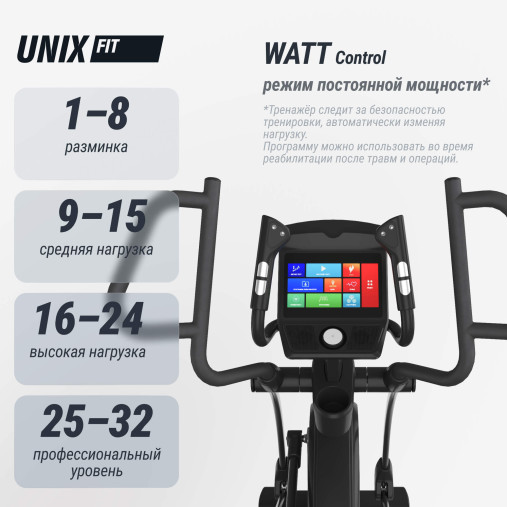 Эллиптический тренажер UNIX Fit E-1100 (10,1" TFT) PRO Эллиптический тренажер UNIX Fit E-1100 (10,1" TFT) PRO