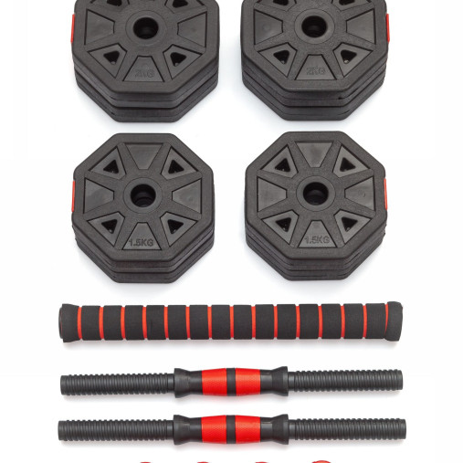 Гантели гексагональные разборные с грифом, 15 кг. (2 шт. х 7,5 кг.) VictoryFit VF-DН150