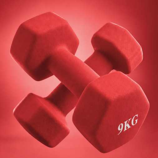 Гантель неразборная гексагональная неопрен 9 кг (2 штуки) VictoryFit VF-DHN090-2