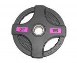 Диск олимпийский обрезиненный черный с двумя хватами 15 кг Original Fit.Tools ф50 мм