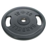 Блин обрезиненный MB Barbell Евро - Классик 15 кг, с ручками, черный ф50 мм